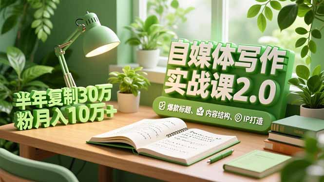 自媒体写作实战课2.0，爆款标题、内容结构、IP打造，半年复制30万粉月入10万+-极光网创