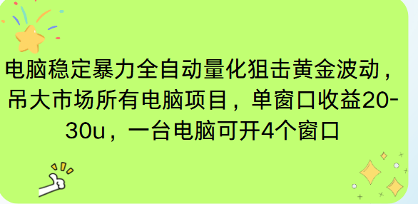 电脑EA策略挂机项目单窗口收益20-30u，单电脑可挂5-10个窗口收益稳健4位数-极光网创