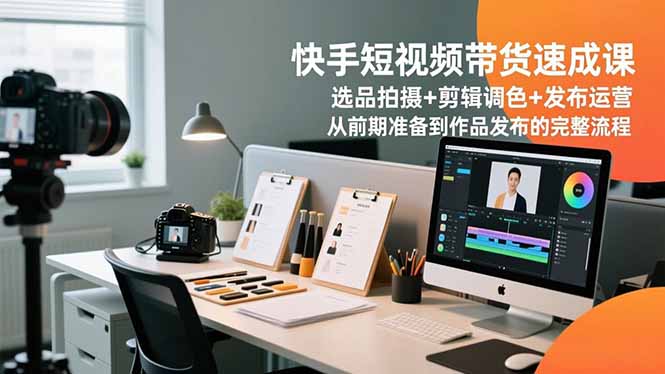快手短视频带货速成课，选品拍摄+剪辑调色+发布运营，从前期准备到作品发布的完整流程-极光网创