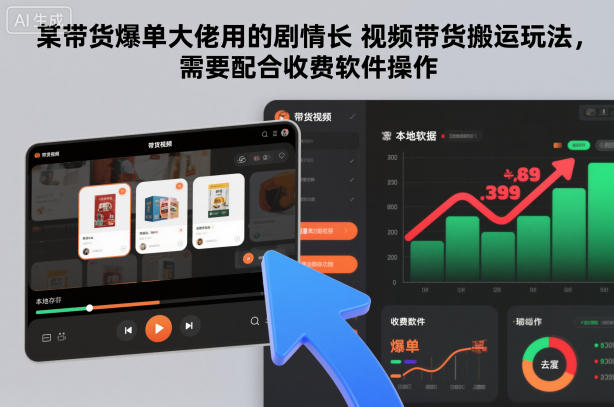 某带货爆单大佬用的剧情长视频带货搬运玩法，需要配合收费软件操作-极光网创