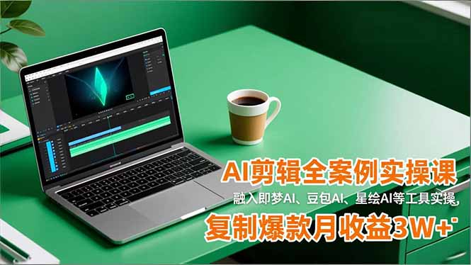 AI剪辑全案例实操课，融入即梦AI、豆包AI、星绘AI等工具实操，复制爆款月收益3W+-极光网创