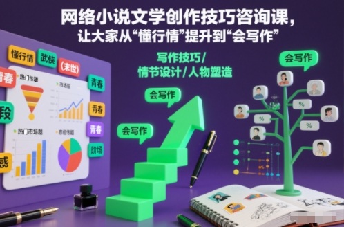 网络小说文学创作技巧咨询课，让大家从“懂行情”提升到”会写作”的高度-极光网创