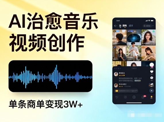 AI做治愈音乐视频，多平台投稿，单条商单变现3W+-极光网创