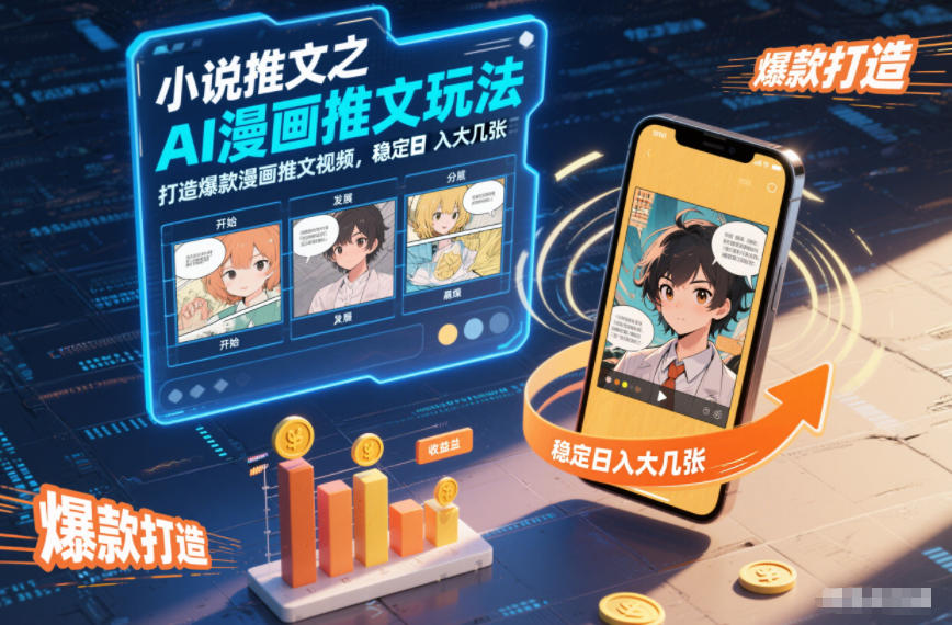 小说推文之AI漫画推文玩法,打造爆款漫画推文视频,稳定日入大几张-极光网创