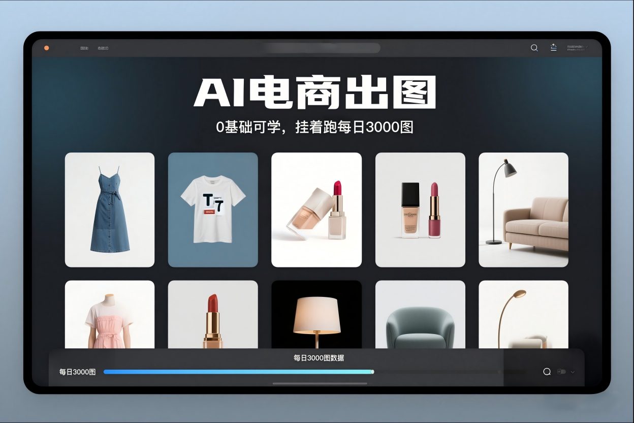 AI电商出图，0基础可学，挂着跑每日3000图-极光网创