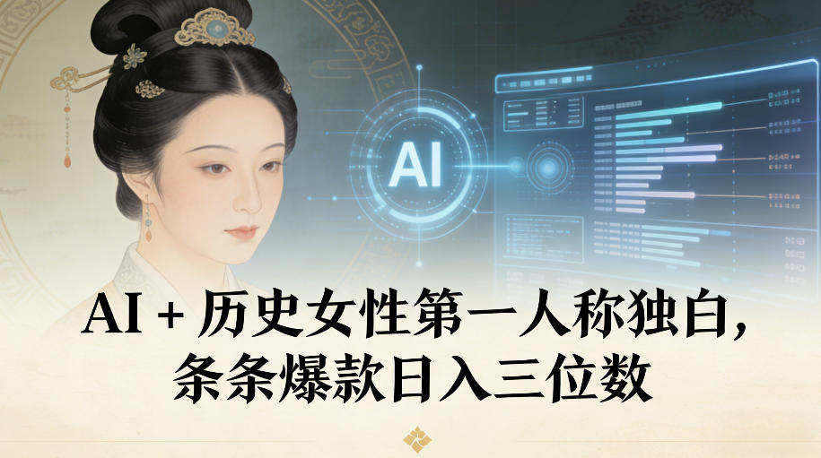 AI+历史女性第一人称独白,条条爆款日入三位数-极光网创