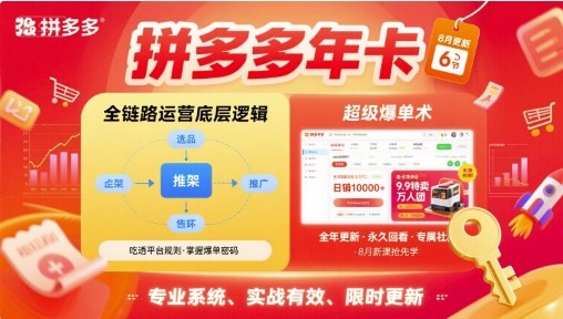 拼多多年卡，拼多多全链路运营底层逻辑，超级爆单术【更新12月】-极光网创