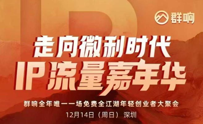 2025ip嘉年华万人12月14深圳线下课，走向微利时代，IP流量嘉年华，实操性极强的商业干货课-极光网创