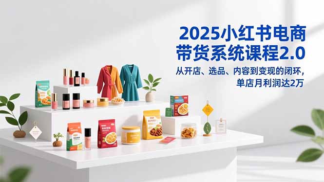 2025小红书电商带货系统课程2.0，从开店、选品、内容到变现的闭环，单店月利润达2万-极光网创