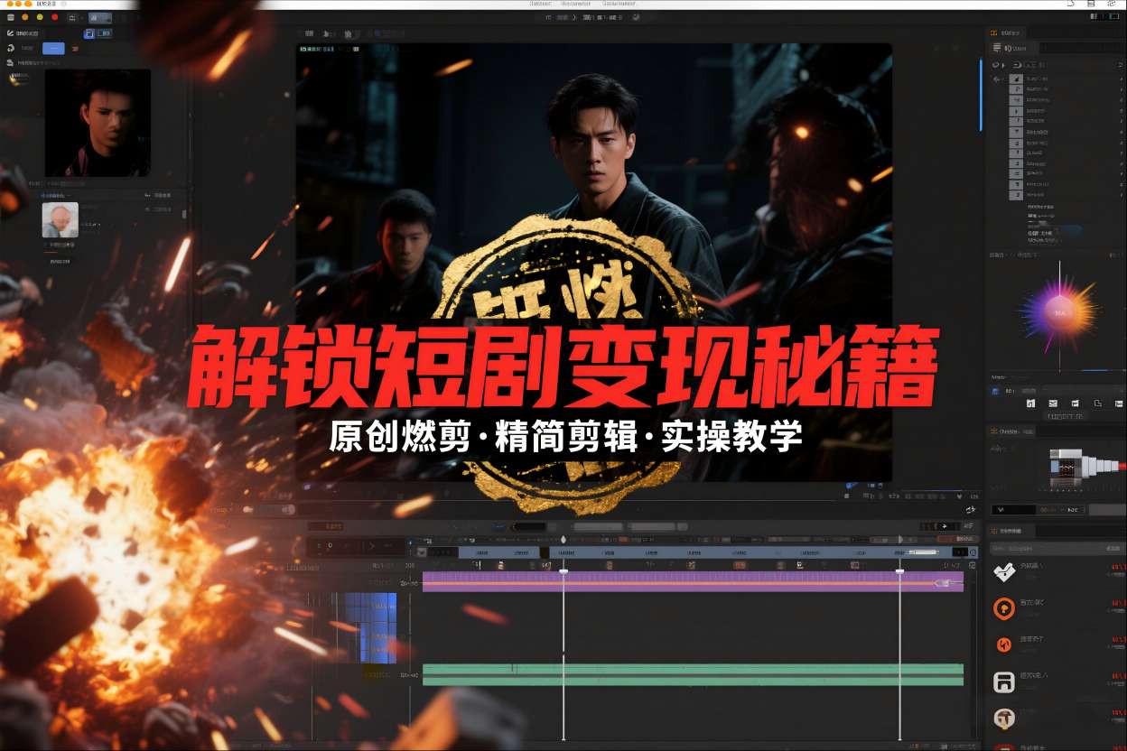 短剧拉新之原创燃剪精简剪辑实操课，解锁短剧变现秘籍-极光网创