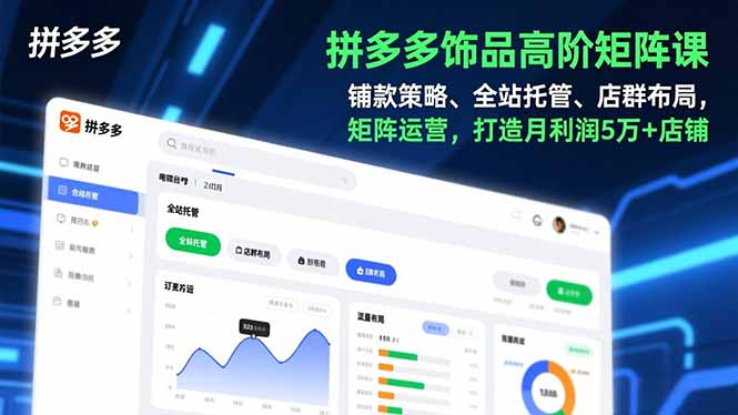 拼多多饰品高阶矩阵课，铺款策略、全站托管、店群布局，矩阵运营，打造月利润5万+店铺-极光网创