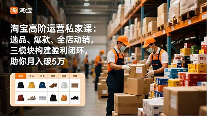 淘宝高阶运营私家课:选品、爆款、全店动销,三模块构建盈利闭环,助你月入破5万(更新12月-极光网创