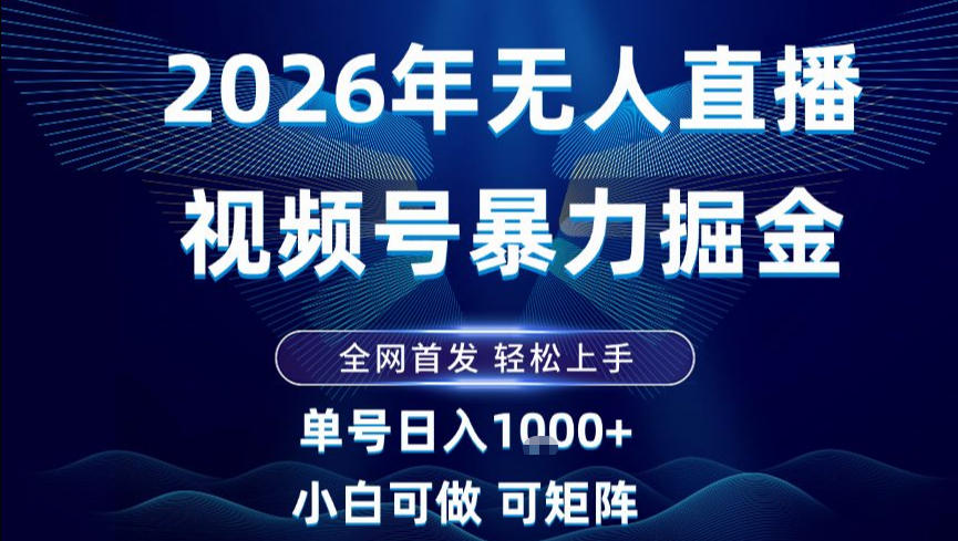 2026最新视频号无人直播掘金，全网首发，小白可以玩，长期稳定日入1k+【揭秘】-极光网创