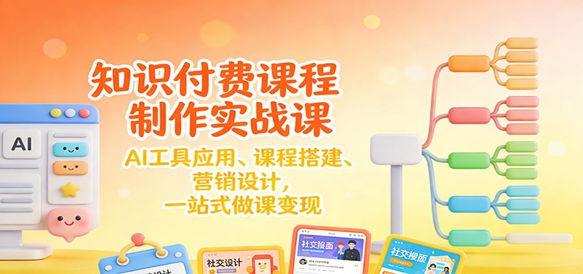 知识付费课程制作实战课：AI工具应用 、课程搭建、营销设计，一站式做课变现-极光网创