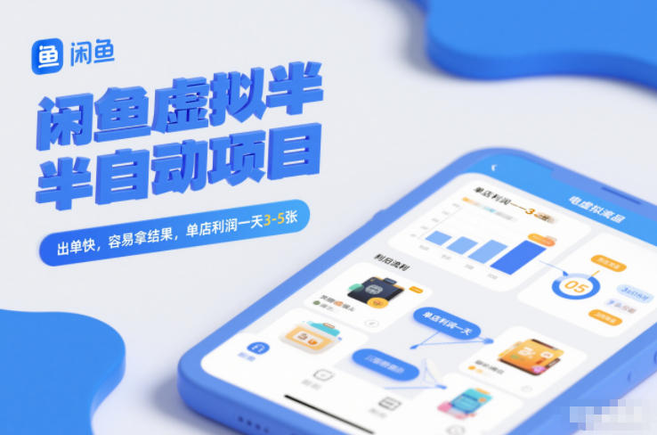闲鱼虚拟半自动项目，出单快，容易拿结果，单店利润一天3-5张-极光网创