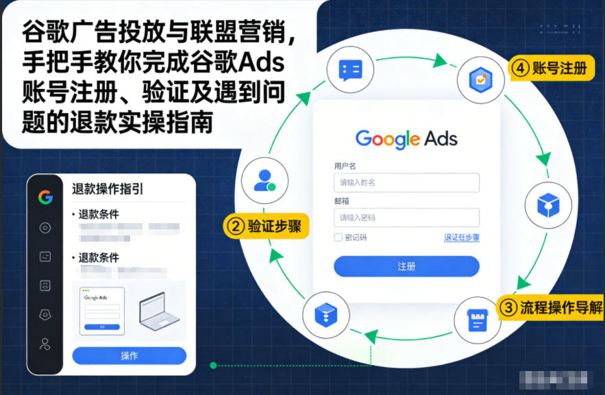 谷歌广告投放与联盟营销，手把手教你完成谷歌Ads账号注册、验证及遇到问题的退款实操指南-极光网创