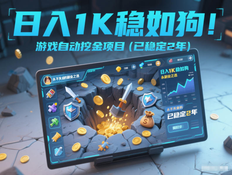 日入1K稳如狗！游戏自动挖金项目(已稳定2年)，永不失业的副业之选【揭秘】-极光网创