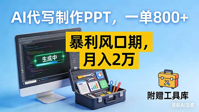 AI代写制作PPT，一单800+， 暴利风口期，月入2万【附工具】-极光网创