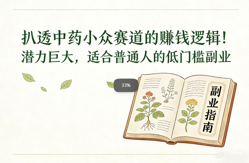 扒透中药小众赛道的賺米逻辑，潜力巨大，适合普通人的低门槛副业-极光网创