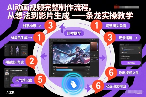 AI动画视频完整制作流程，从想法到影片生成一条龙实操教学-极光网创