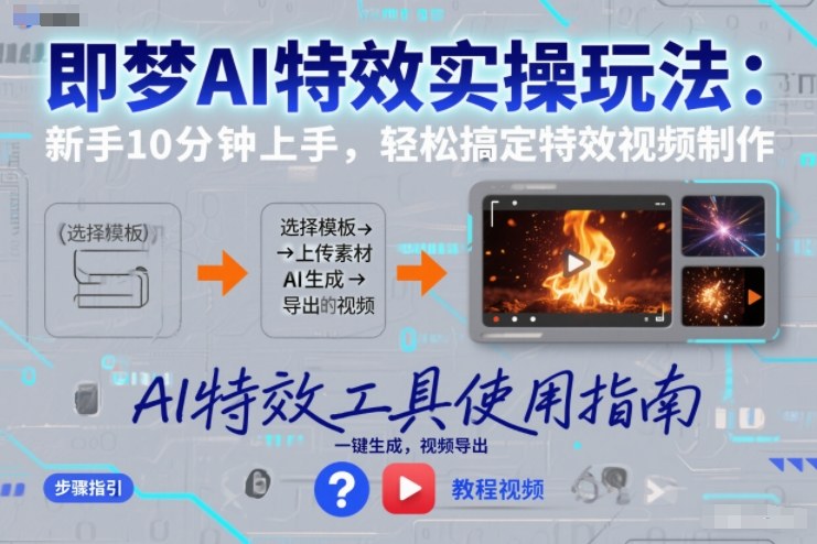 即梦AI特效实操玩法：新手10分钟上手，轻松搞定特效视频制作-极光网创