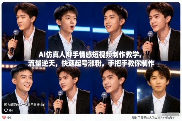 AI仿真人辩手情感短视频制作教学，流量逆天，快速起号涨粉，手把手教你制作-极光网创