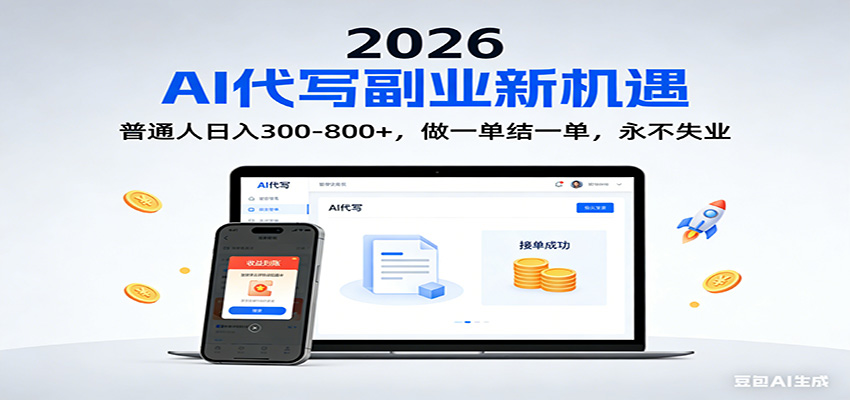 2026 副业首选！AI 代写日入 300-800，普通人0门槛，做一单结一单！-极光网创