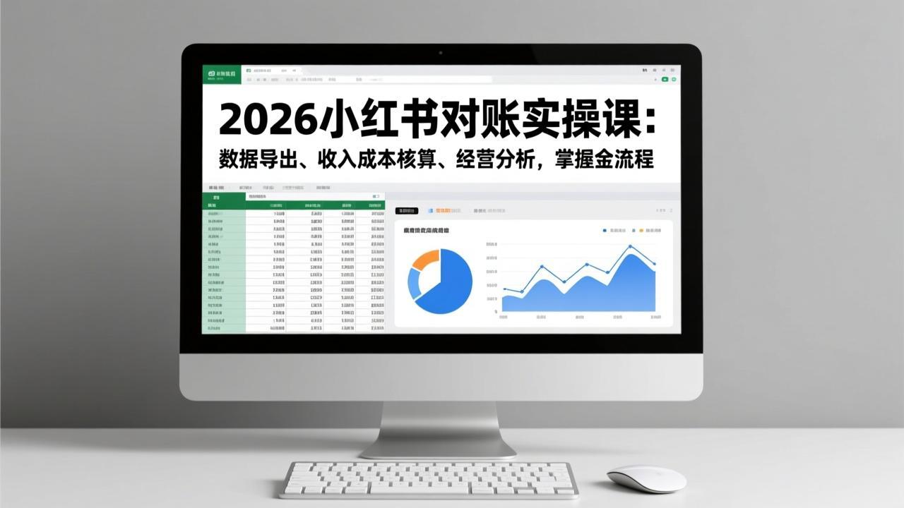 2026小红书对账实操课：数据导出、收入成本核算、经营分析，掌握全流程-极光网创