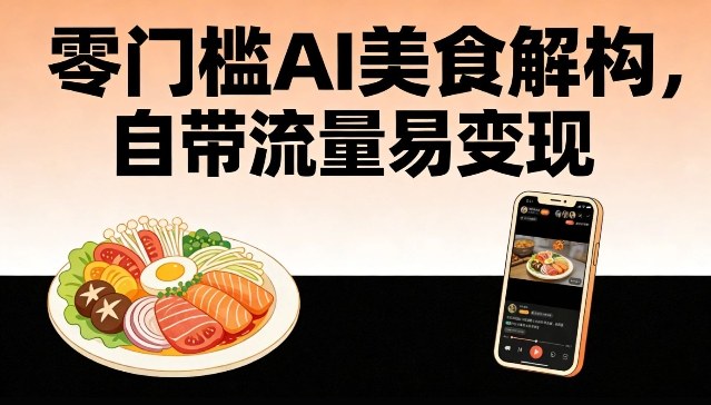零门槛AI美食解构，自带流量易变现-极光网创