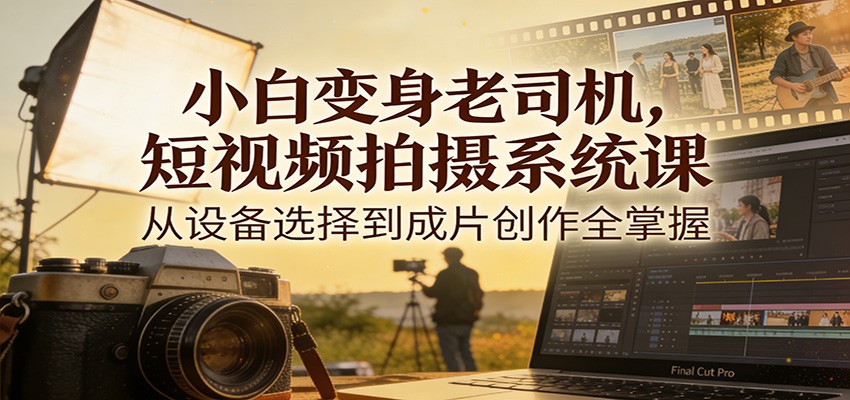 小白变身老司机，短视频拍摄系统课，从设备选择到成片创作全掌握-极光网创
