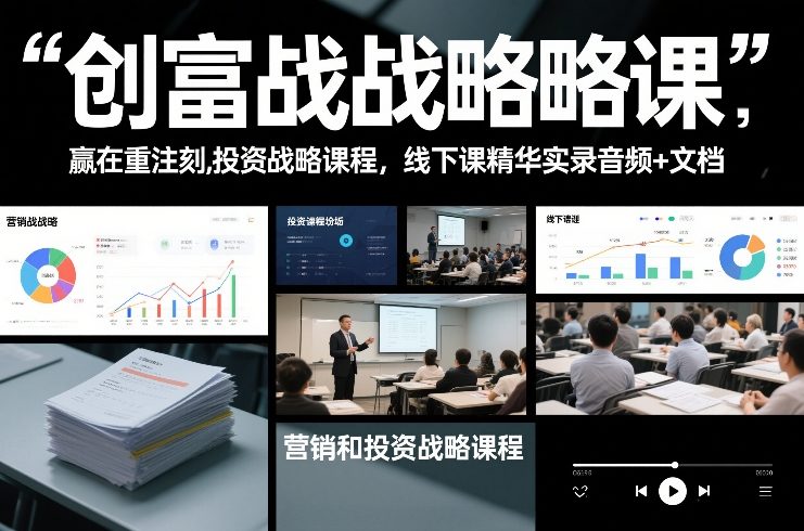 创富战略课，赢在重注时刻，营销和投资战略课程，线下课精华实录音频+文档-极光网创