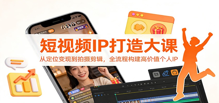 短视频IP打造大课：从定位变现到拍摄剪辑，全流程构建高价值个人IP-极光网创