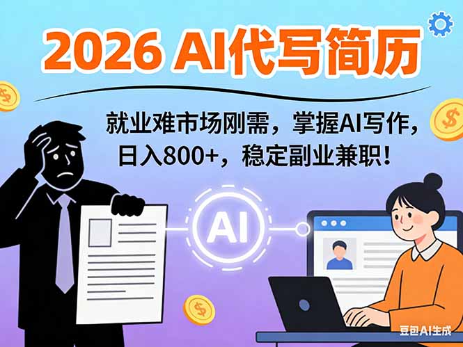 AI代写简历，超暴利，用万能模板月入1-3万实战教程，2026年市场刚需！-极光网创