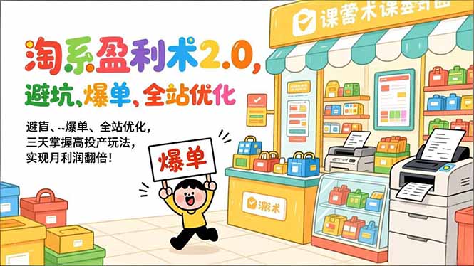 淘系盈利术2.0，避坑、爆单、全站优化，三天掌握高投产玩法，实现月利润翻倍！-极光网创