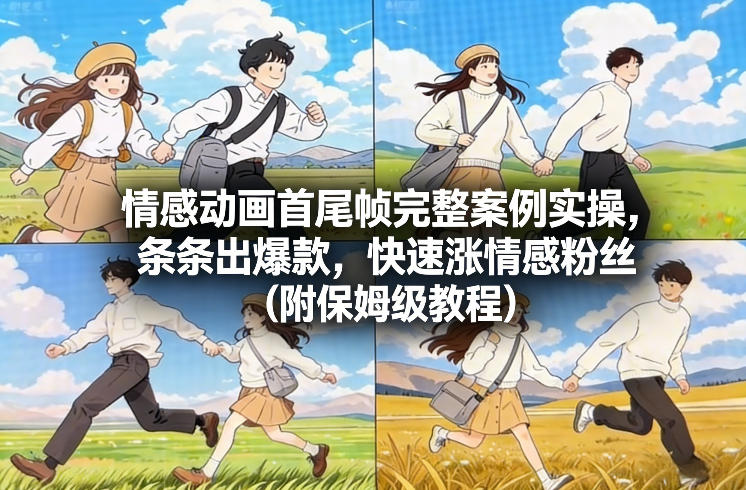 情感动画首尾帧完整案例实操，条条出爆款，快速涨情感粉丝(附保姆级教程)-极光网创