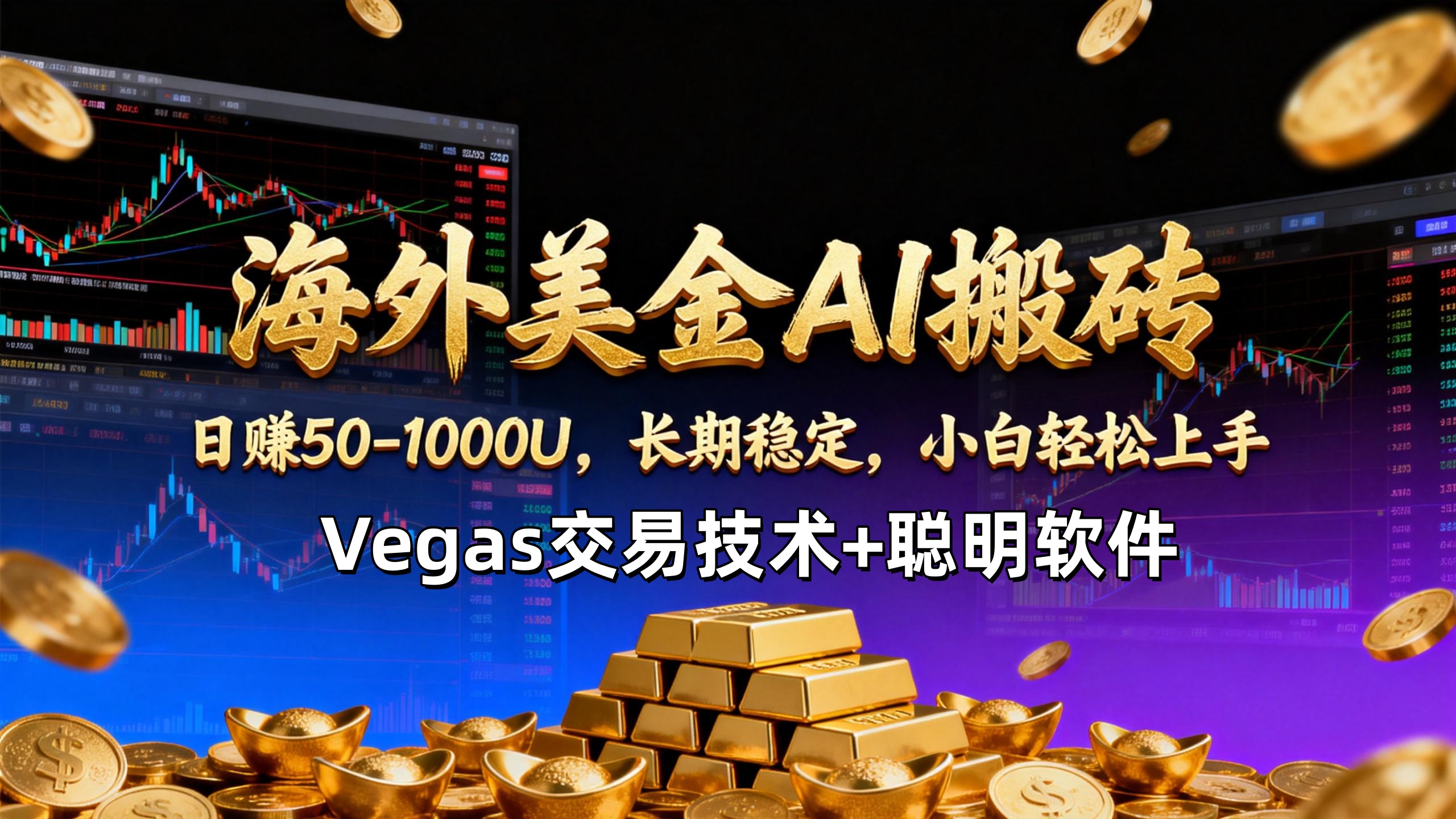 【海外美金AI搬砖】Vegas交易技术+聪明软件，日赚50-1000U，长期稳定，小白轻松上手。-极光网创