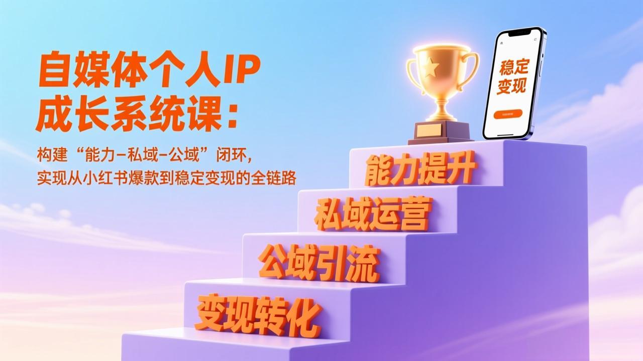 自媒体个人IP成长系统课：构建“能力-私域-公域”闭环，实现从小红书爆款到稳定变现的全链路-极光网创