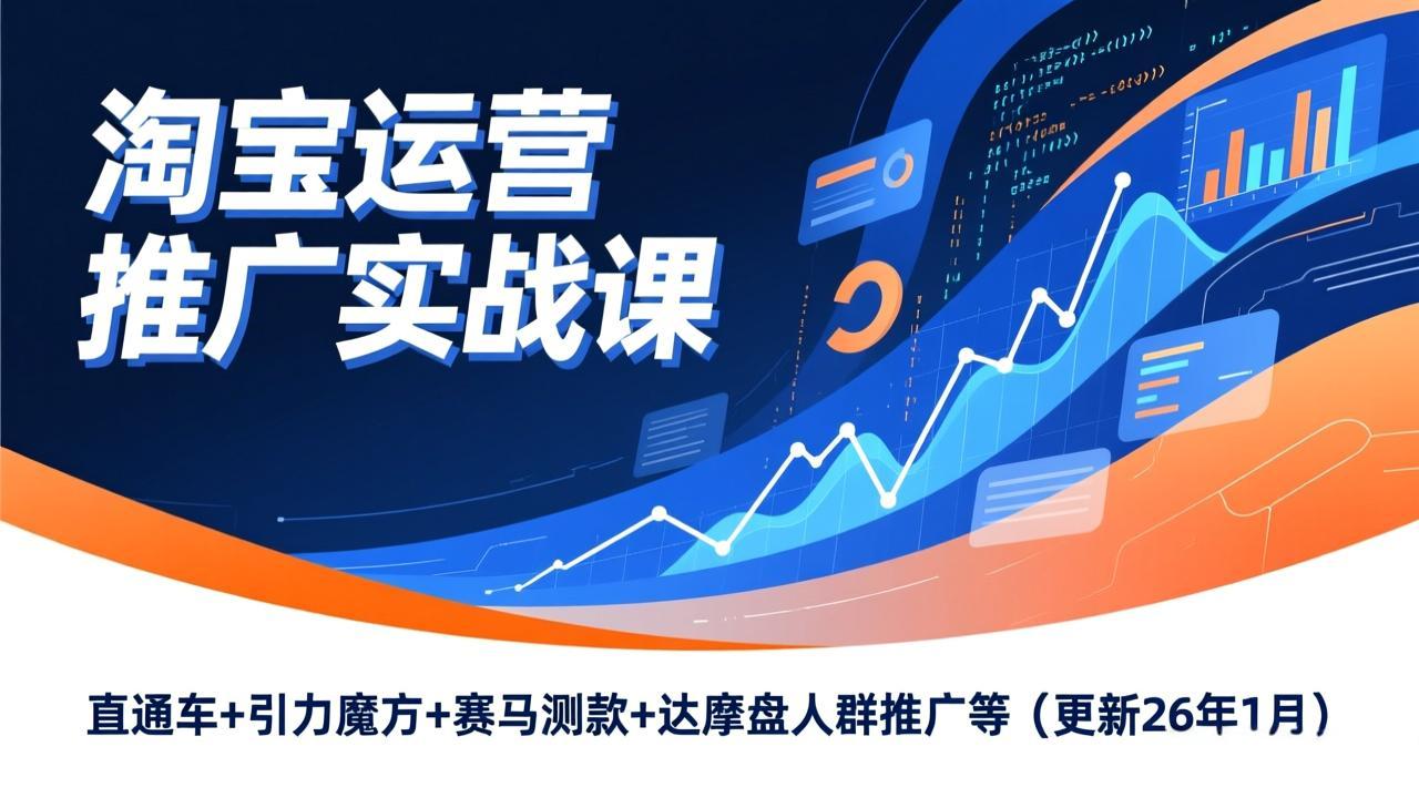 淘宝运营推广实战课，直通车+引力魔方+赛马测款+达摩盘人群推广等(更新26年1月-极光网创