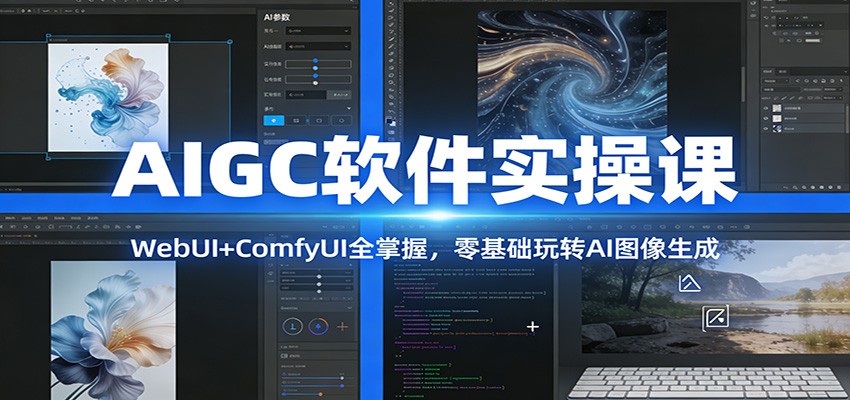 AIGC软件实操课：WebUI+ComfyUI全掌握，零基础玩转AI图像生成-极光网创