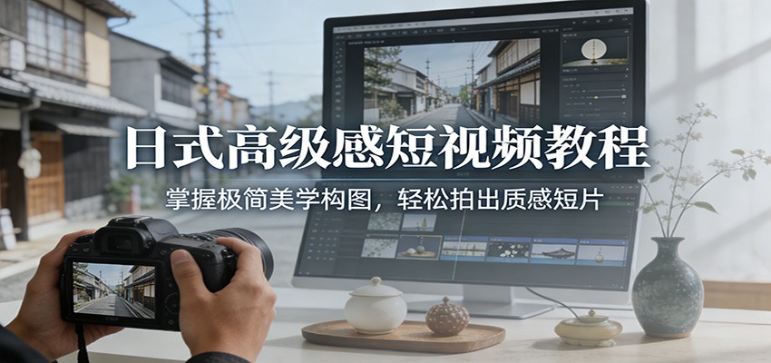 日式高级感短视频教程：掌握极简美学构图，轻松拍出质感短片-极光网创