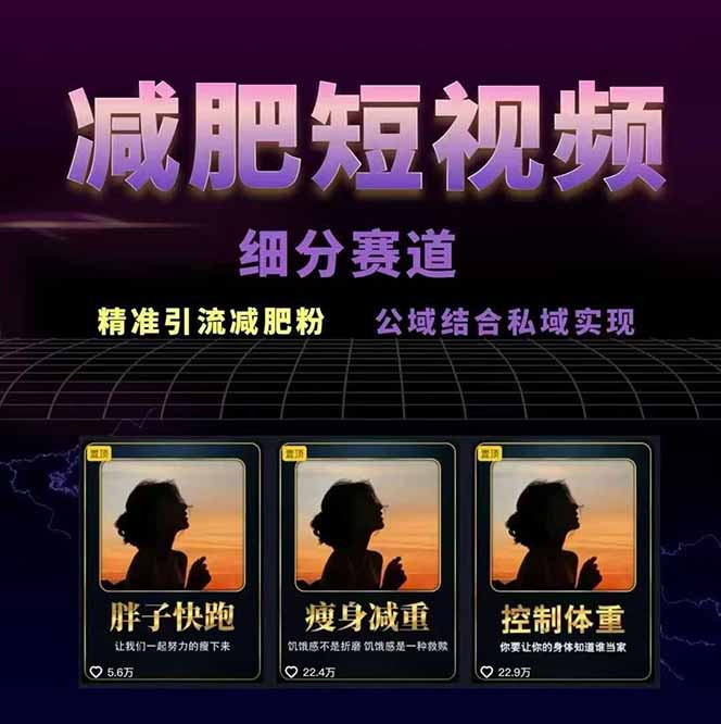 图片[1]-减肥短视频赛道运营课：素材准备-视频制作-引流变现全流程 (附素材-极光网创